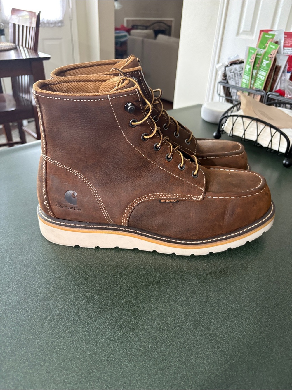 Steel toed Carhartt work boots